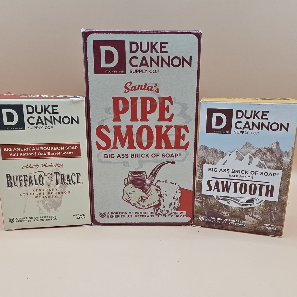 3 Duke Cannon Bar Soap Lot Pipe Smoke Buffalo Trace Sawtooth